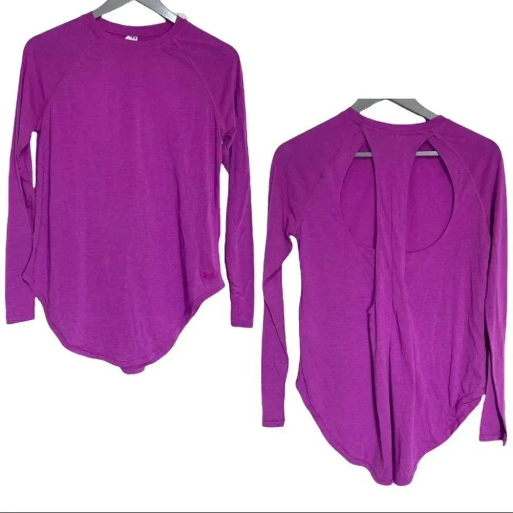 Under Amour S pink open back performance long sleeve top